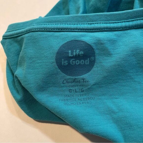 Life Is Good Crusher Tee Teal Long Sleeve Heart Print Classic Fit, Size L - Picture 9 of 11